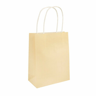 SAPLI KAĞIT &Ccedil;ANTA - 14x21x7cm - Renk: FİLDİŞİ (24 Adet)