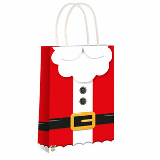 Noel Baba Temalı Kulplu Kağıt &Ccedil;antalar - 14x21x7cm - 24 Adet