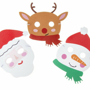 Yılbaşı K&ouml;p&uuml;k Maske Karışımı - Noel Baba, Geyik ve Kardan Adam (48 adet)