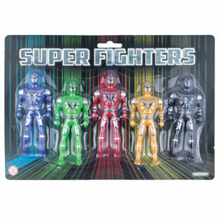 SUPER FIGHTERS - Kart &Uuml;zerinde 5 Aksiyon Fig&uuml;r&uuml; (6 adet)