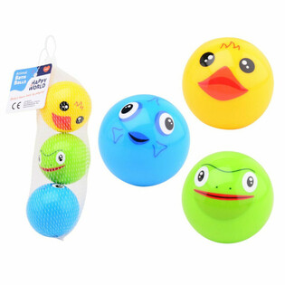 HAPPY WORLD - BEBEK HAYVANLI BANYO OYUNCAK TOPLARI - 0 Aydan İtibaren (1 Adet)