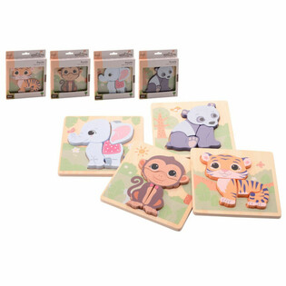 JOUECO - THE WILDIES FAMILY KARIŞIK AHŞAP PUZZLE - 12 Ay ve &Uuml;zeri (12 adet)