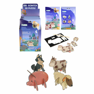 SCRATCH 3D PUZZLE - &Ccedil;İFTLİK HAYVANLARI DİSPLAY (18 Adet)