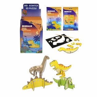 SCRATCH 3D Dinozor Yapbozları - Teşhir Standı (18 adet)