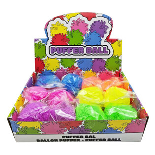 PARLAK RENKLİ PUFFER TOPU - 8CM - TEŞHİR KUTUSUNDA (12 adet)
