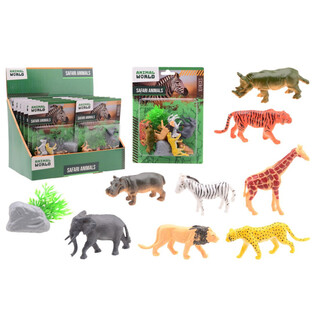 ANIMAL WORLD - SAFARİ HAYVANLARI OYUN SETİ 10 PAR&Ccedil;A KARTTA - TEŞHİR STANDINDA (12 adet)