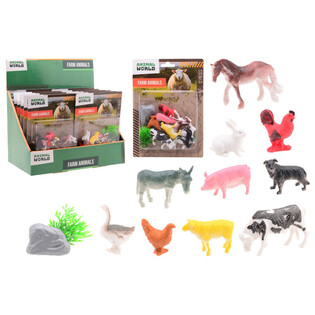ANIMAL WORLD - &Ccedil;iftlik Hayvanları Oyun Seti 12 Par&ccedil;a - Standlı (12 adet)