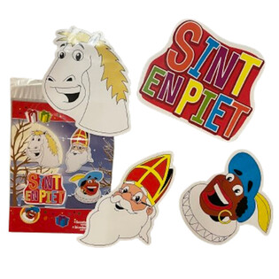 SINTERKLAAS SINT & PIET - 4 PAR&Ccedil;ALI &Ccedil;İFT TARAFLI DEKORASYON PANOSU SETİ (6 adet)