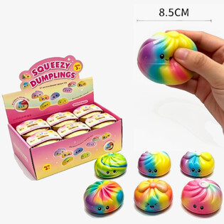 RAGE - G&ouml;kkuşağı Squishy Mantı B&Uuml;Y&Uuml;K BOY - PU K&ouml;p&uuml;k Serisi, 8.5x8.5x4.8 cm (12 Adet)