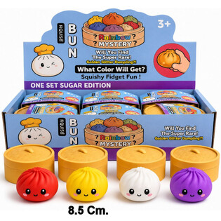 RAGE - Squishy SUGAR EDITION Bun Dumplings B&Uuml;Y&Uuml;K (8.5 x 8.5 x 4.8 cm) - Viral 2026 Fidget Oyuncak (12 Adet)