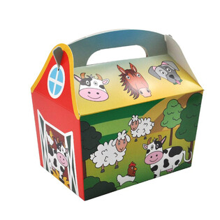 &Ccedil;OCUK MEN&Uuml; KUTUSU MODELİ: &Ccedil;İFTLİK HAYVANLARI - &Ouml;l&ccedil;&uuml; 18.5x12x19 CM - FOODBOX - KIDSBOX (24 Adet)